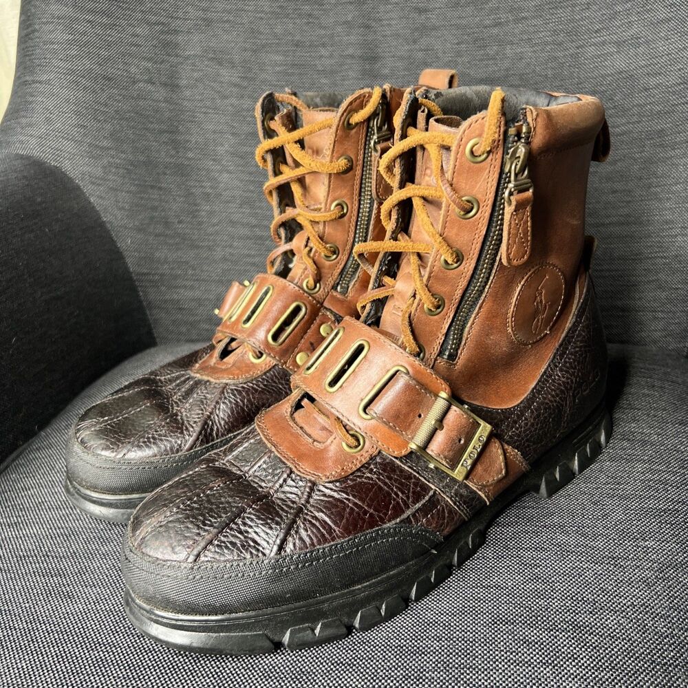 Polo Ralph Lauren Mens Boots Andres III Size 11D 90s Lace Up Buckle Vintage READ